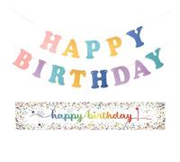 2 Articles Chemin De Table Joyeux Anniversaire Chemin De Table d'anniversaire 183x33cm Nappe Dégradée pour La Décoration De Fête d'anniversaire d'enfants (Garçons Et Filles)