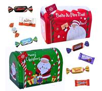 2 Assortiments de 40 Chocolats de Noël dans 2 Boites aux Lettres de Noël Rouge et Verte | Friandises Célébrations, Milka, Daim, Kinder Schokobons et Mini Bueno à Offrir en Fin d'Année