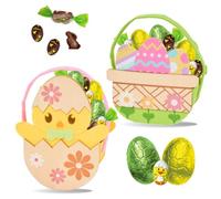 2 Assortiments de Chocolats de Pâques | 2 Paniers Oeuf/Poussin garnis de 35 confiseries : papillotes et oeufs Révillon, Poussin et gros Oeufs Rohan | Idéal à Offrir, Cacher ou comme Décoration