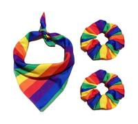 2 Attaches De Cheveux Arc-En-Ciel, 1 Écharpe Arc-En-Ciel, Cravate De Cheveux Pour Filles, Cravate De Cheveux En Queue De Cheval Pour Filles, Cravate De Cheveux Décorative Pour Filles