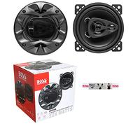 2 Audio Systems CH4230B Haut-parleurs coaxiaux 3 Voies Noirs 10 cm 100 mm 4" 112,5 Watts rms et 225 Watts Max 4 ohm 90 DB, Suspension Gomme, par Paire + 5 Stickers Cadeau
