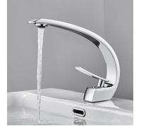 2×Auralum Robinet de Lavabo Design Moderne Mitigeur Lavabo Eau Froide et Chaude en Laiton Chromé pour Salle de Bain