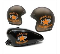 2 Autocollant Stickers Graphics Casque Star Slim Harley Davidson HD Custom Motorcycles (Bianco)