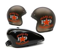2 Autocollant Stickers Graphics Casque Star Slim Harley Davidson HD Custom Motorcycles (Rosso)