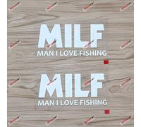 2 Autocollants Blancs de 10,2 cm pour Voiture, Motif Milf Man, I Love Fishing, Amusants, en Vinyle, pour la Chasse au Poisson