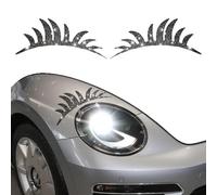 2 Autocollants Cils Pour Voiture, Faux Cils ImperméAbles Avec Strass Pour Phares De Voiture, Autocollants DéCoratifs Mignons Pour Style Carrosserie (Noir)