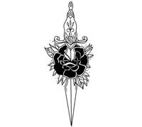 2 Autocollants De Tatouage À Base De Jus De Fruits, Semi-Permanents, Non Lavables, Non Réfléchissants, Épée Rose, Poignet