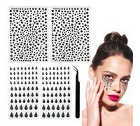 2 Autocollants Diamant Ronds Et 2 Autocollants Diamant En Forme De Larme, Avec 1 Pince À Épiler, Autocollants Décoratifs Brillants, Les Ongles Et Les Vêtements