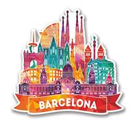 2 autocollants en vinyle de 10 cm de large et 9,5 cm de haut - Motif Barcelone Catalunya Espagne