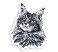 2 autocollants en vinyle Maine Coon - Chat gris - 10 cm - #29062