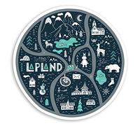 2 autocollants en vinyle motif carte de la Laponie 10 cm - Autocollant festif pour bagages de Noël #20724 (10 cm de large)
