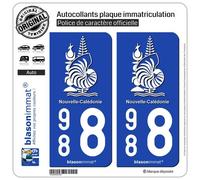 2 Autocollants immatriculation Auto 988 Nouvelle-Calédonie - Armoiries