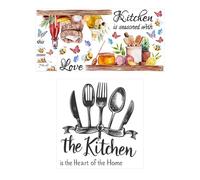 2 Autocollants Muraux De Cuisine, Autocollants Muraux Alphabet Anglais, Autocollants De Décoration Murale De Fond Bricolage, Décoration D'Autocollant D'Art De Cuisine