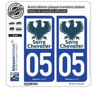 2 Autocollants plaque immatriculation Auto 05 Serre Chevalier - Station