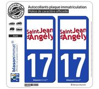2 Autocollants plaque immatriculation Auto 17 Saint-Jean-d'Angély - Ville