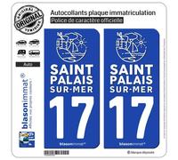 2 Autocollants plaque immatriculation Auto 17 Saint-Palais-sur-Mer - Ville