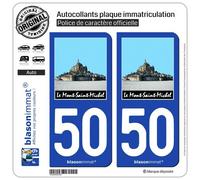 2 Autocollants plaque immatriculation Auto 50 Le Mont-Saint-Michel