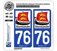 2 Autocollants plaque immatriculation Auto 76 Normandie - Drakkar