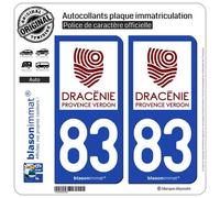 2 Autocollants plaque immatriculation Auto 83 Draguignan - Agglo