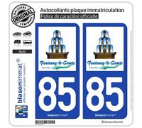 2 Autocollants plaque immatriculation Auto 85 Fontenay-le-Comte - Ville