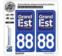 2 Autocollants plaque immatriculation Auto 88 Grand Est - Région