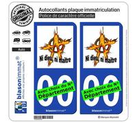 2 Autocollants plaque immatriculation Auto : Anarchie - Ni dieu, ni maître