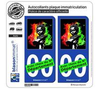 2 Autocollants plaque immatriculation Auto : Baby Rasta