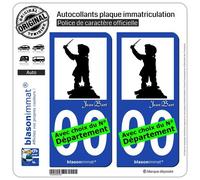 2 Autocollants plaque immatriculation Auto : Jean Bart - Silouhette