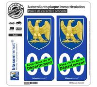2 Autocollants Plaque immatriculation Auto : Napoléon 1er - Blason
