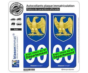 2 Autocollants Plaque immatriculation Auto : Napoléon 1er - Blason