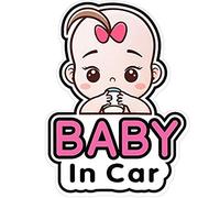 2 Autocollants Signes Baby in Car pour Filles, Autocollant de Voiture de Bébé Sticker Amovible de Sécurité Tableau d’Annonce, Autocollant de Voiture de Fenêtre Mignon pour Bébé (Fille)