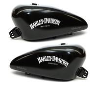2 Autocollants Stickers Worldcustom compatibles avec Harley Davidson MOTOR CO. pour réservoir de moto Custom (OR)