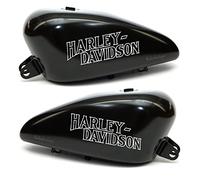 2 Autocollants Stickers Worldcustom compatibles avec Harley Davidson pour réservoir moto Custom (BLANC 8 LITRES)