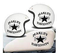 2 Autocollants Stickers Worldcustom compatibles avec Harley Davidson Star pour Casque ou Réservoir Moto Custom (BLANC)