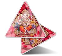 2 autocollants triangulaires de 10 cm - Dieu hindou Ganesha indien pour ordinateurs portables, tablettes, bagages, scrapbooking, réfrigérateurs #21688