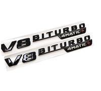 2 autocollants V8 BITURBO 4matic emblème pour Mercedes Benz AMG GT S ML SL Classe CLA GLA SLK SLS CLS W220 (noir)