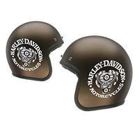 2 Autocollants Worldcustom compatibles avec Harley Davidson Motore Evolution pour casque Moto Custom (BLANC)