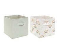 2 bacs rangements enfant vert 29x29cm - Atmosphera createur d'interieur