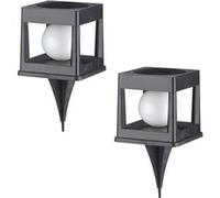 Lumisky Balises solaires CUBYA Lot de 2 LED Blanc chaud à piquer ou à poser H21,5 cm