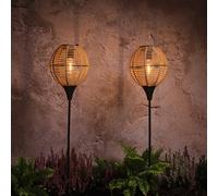 2 Balises Solaires Effet Rotin Tressé
