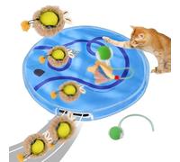 2 Balles de Jouets Électriques Chat avec Tapis de Jeu pour Chats, 3 Modes Jouets Interactifs à Activation Automatique Chats, balles de Jeu Interactives chats Interieur, balles de Chasse chat Chien (B)