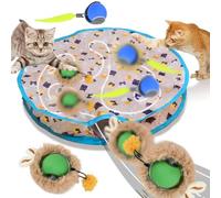 2 Balles de Jouets Électriques Chat avec Tapis de Jeu pour Chats, 3 Modes Jouets Interactifs à Activation Automatique Chats, balles de Jeu Interactives chats Interieur, balles de Chasse chat Chien (A)