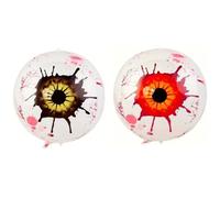 2 BALLONS ALUMINIUM SPHÈRE OEIL TERREUR 56CM Blanc / Rouge Bordeaux