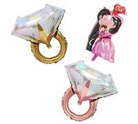 2 ballons en forme d'anneau en diamant, avec 1 ballon de couple, ballons de décoration de fiançailles, ballons en feuille d'or, adaptés pour un mariage, une décoration d'anniversaire