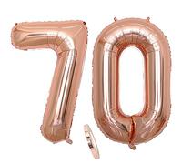 2 Ballons Numéro 70, Ballon 70 Ans Anniversaire Or Rose Femme Homme,40" Géant Ballon Figurines Deco Gonflable Hélium Feuille Chiffres Pour La Décoration De Fête D'anniversaire Prom (XXXL 100cm)