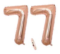 2 Ballons Numéro 77, Ballon 77 Ans Anniversaire Or Rose Femme Homme,40" Géant Ballon Figurines Deco Gonflable Hélium Feuille Chiffres Pour La Décoration De Fête D'anniversaire Prom (XXXL 100cm)