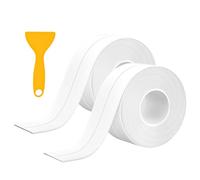 2 Bande Etancheite Autocollante PVC Joint Autocollant Salle de Bain Longueur 5m Joint Toilette Largeur 38mm Joint Salle de Bain Blanc Joint Plan de Travail Cuisine Bande Etancheite Autocollante Douche