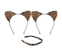 2 Bandeaux D'Oreilles De Léopard, 1 Collier Imprimé Léopard, Accessoires De Performance De Fête, Collier Bandeau Pour Femme, Accessoires De Costume