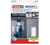Tesa on & off bande adhésive auto agrippante extra forte - fixation d'objets lourds comme les Outils - Bande 50 mm x 10 cm, Blanc