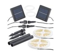 2 bandes à LED solaires 180 LED 3 m - Blanc chaud Lunartec